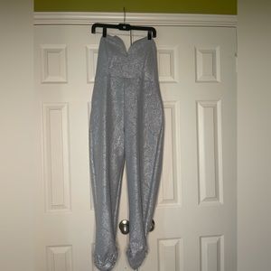 Sexy Silver strapless jumpsuit